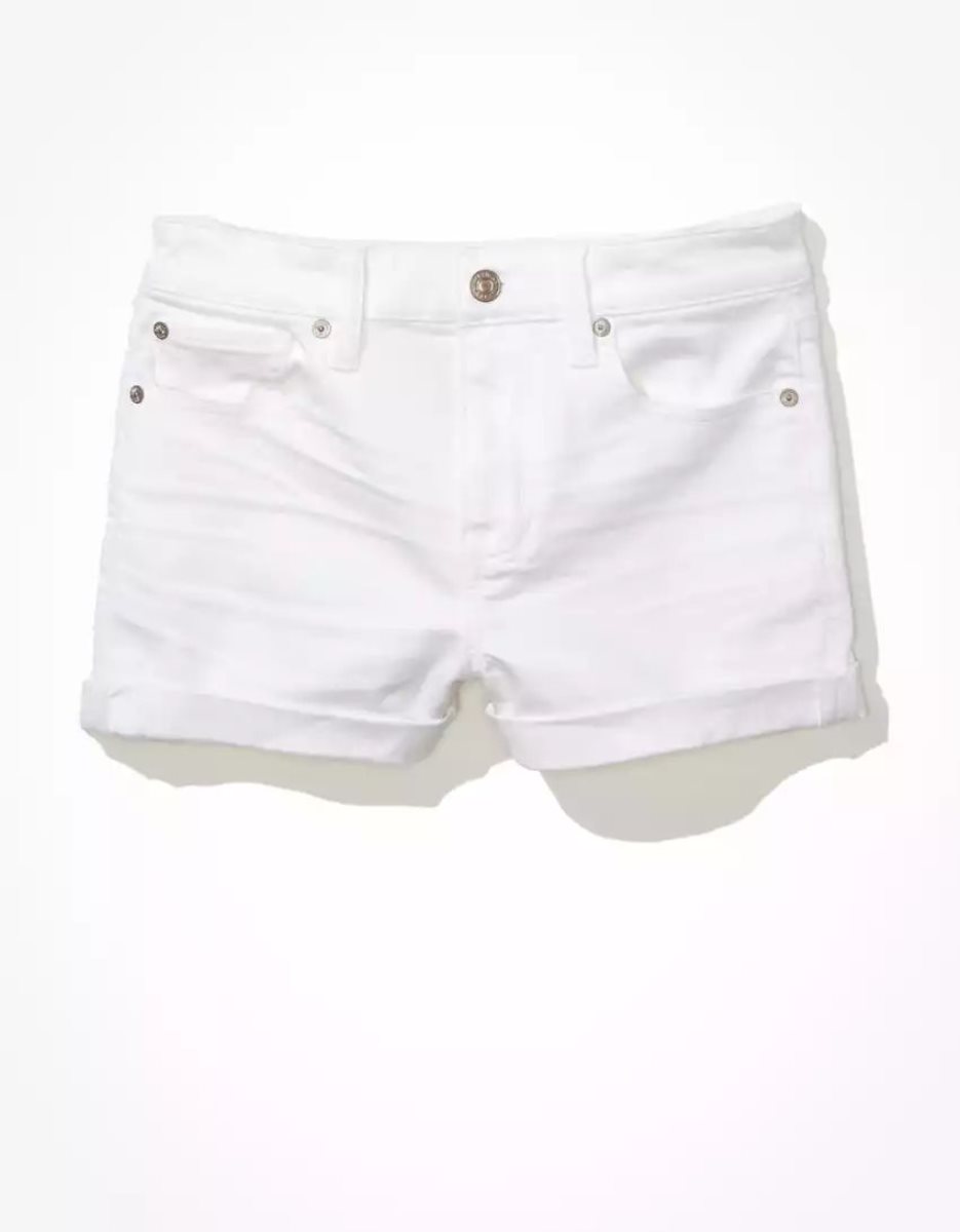 Shorts American Eagle AE Stretch High-Waisted Denim Blanche Femme | PQU-61533273